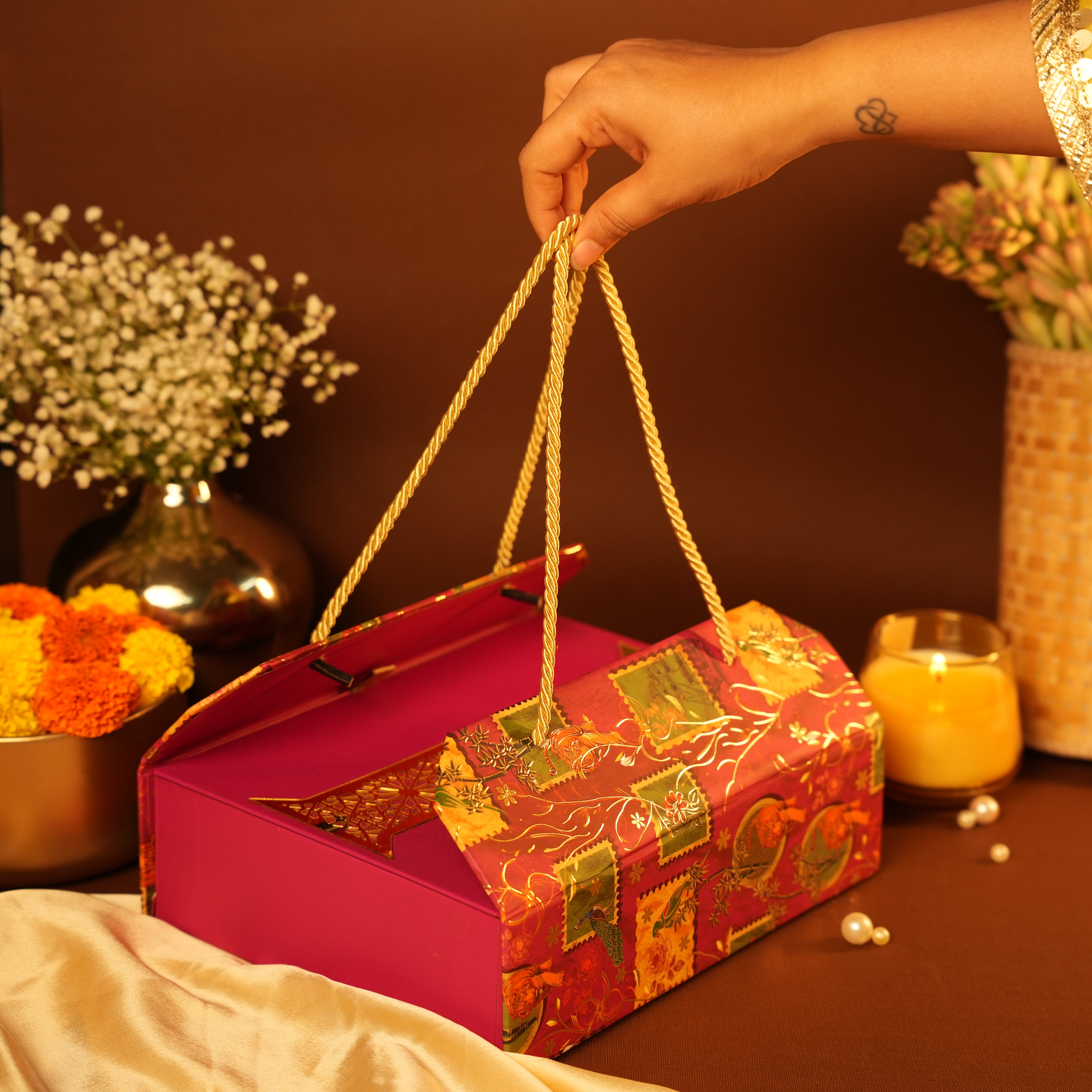Pink & Gold Handle Box