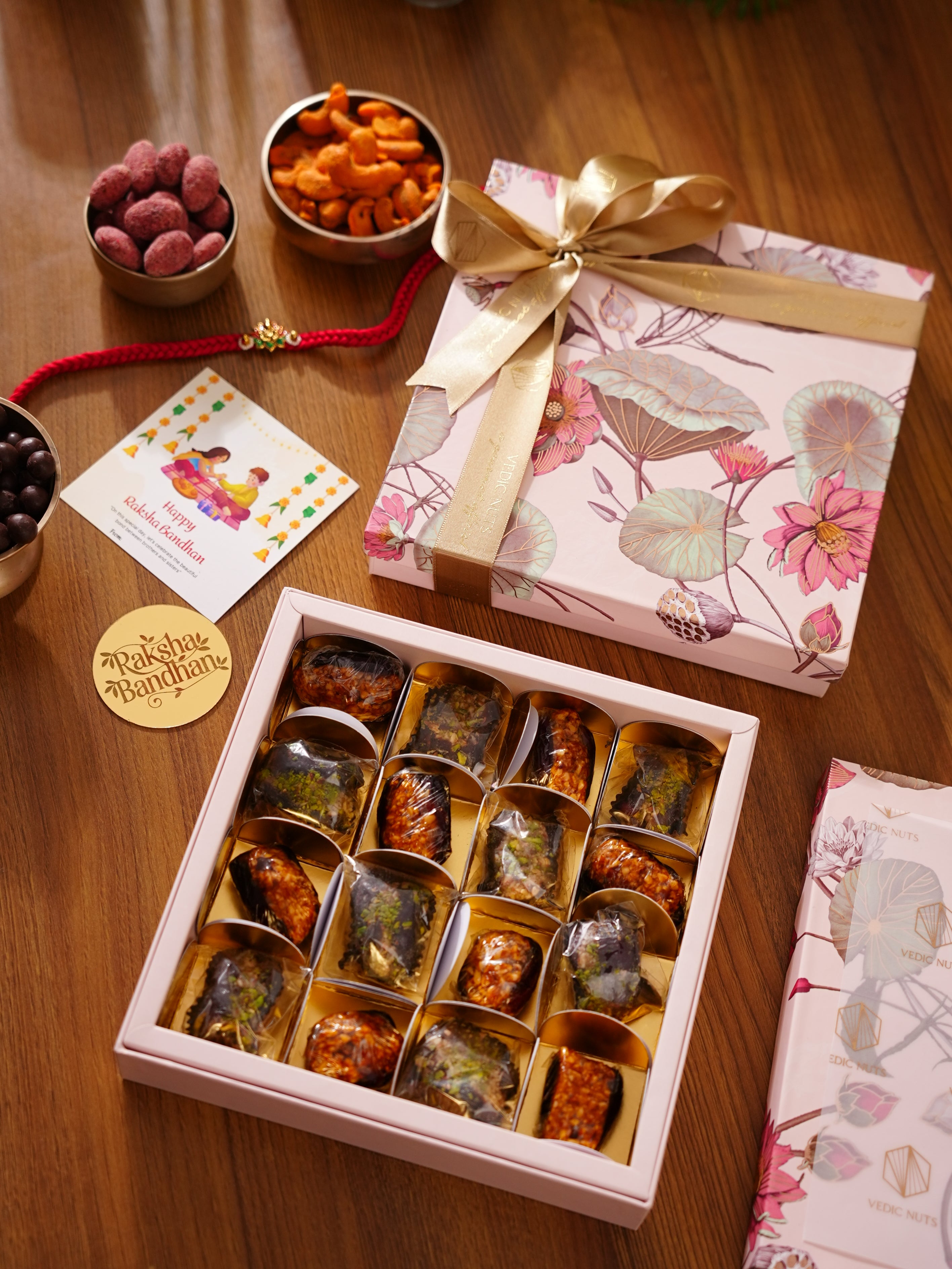Floral Rakhi Box: Set of 16