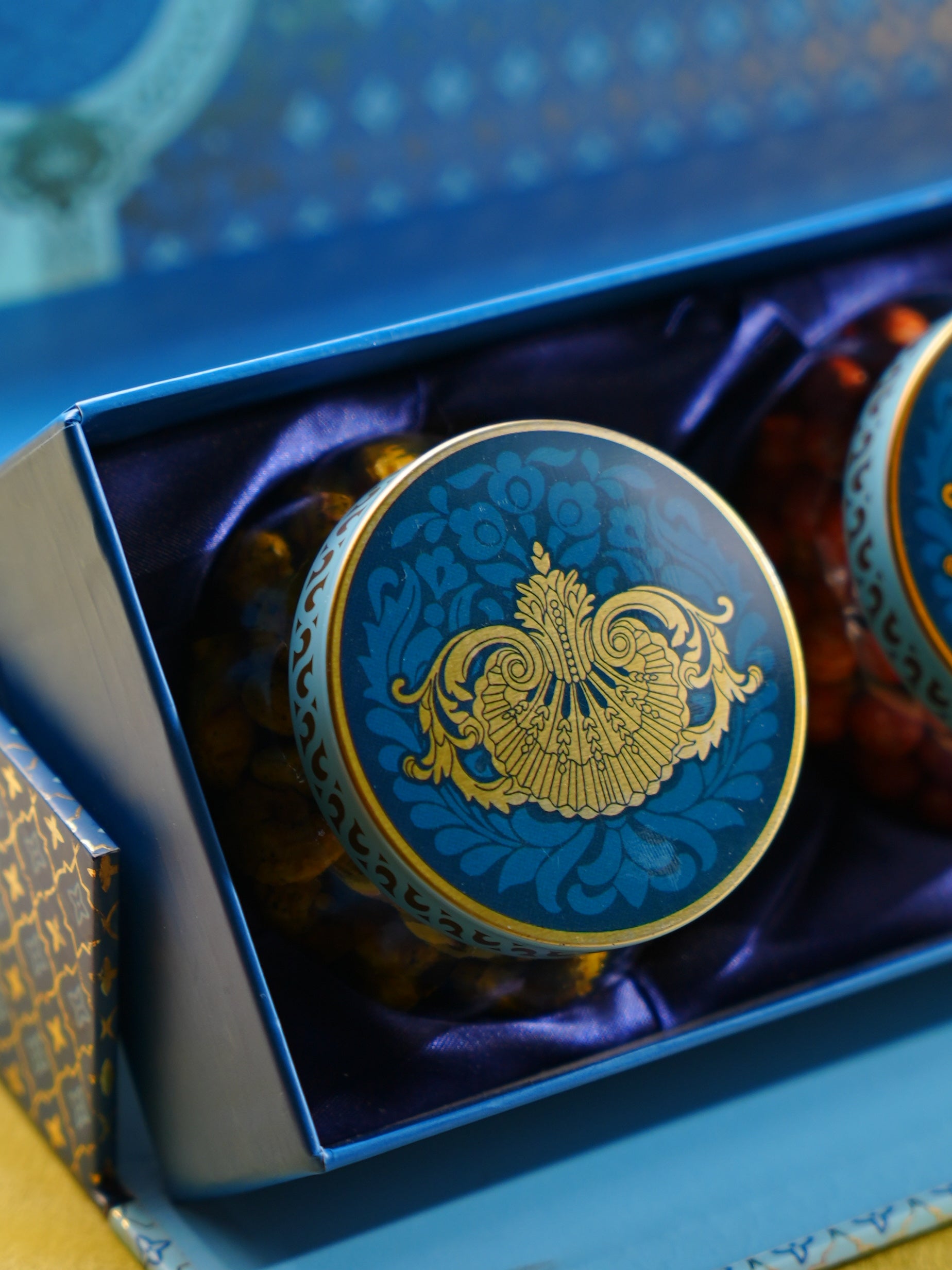 3D Diwali Blue Velvet Luxe Hamper