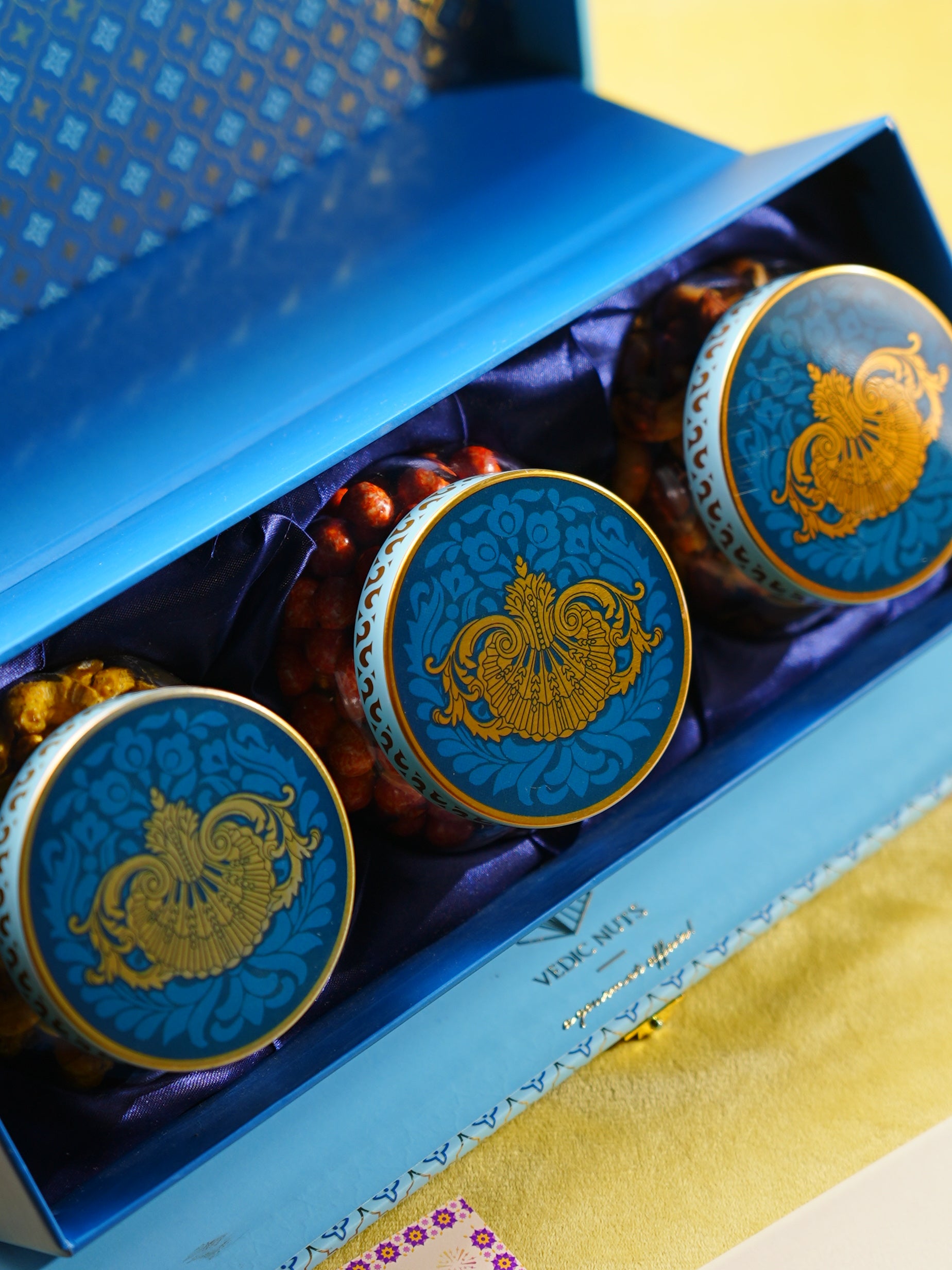 3D Diwali Blue Velvet Luxe Hamper
