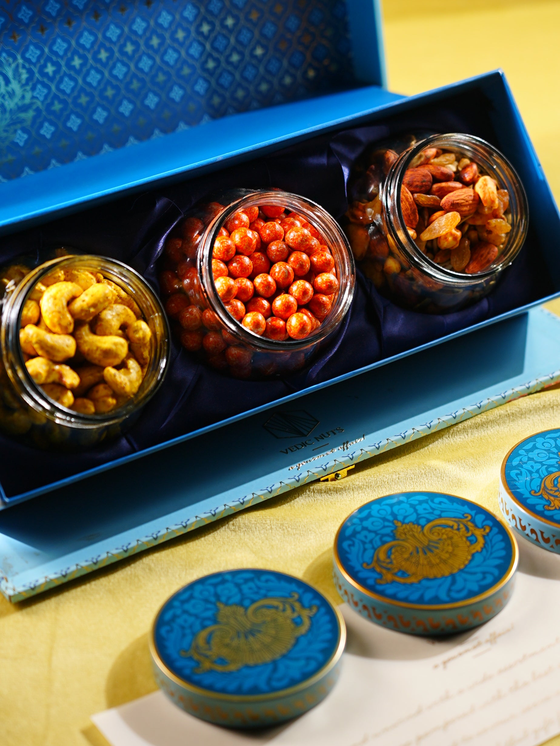 3D Diwali Blue Velvet Luxe Hamper