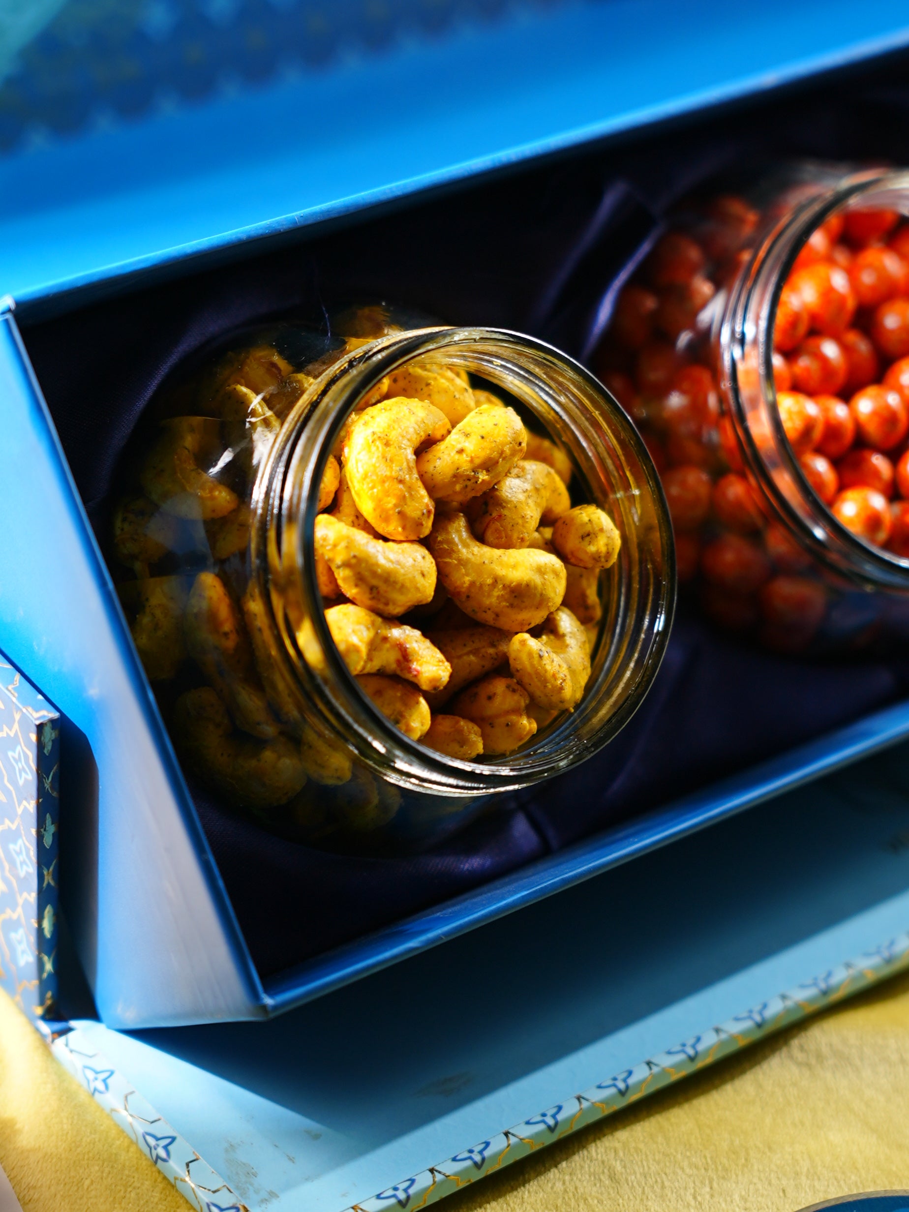 3D Diwali Blue Velvet Luxe Hamper
