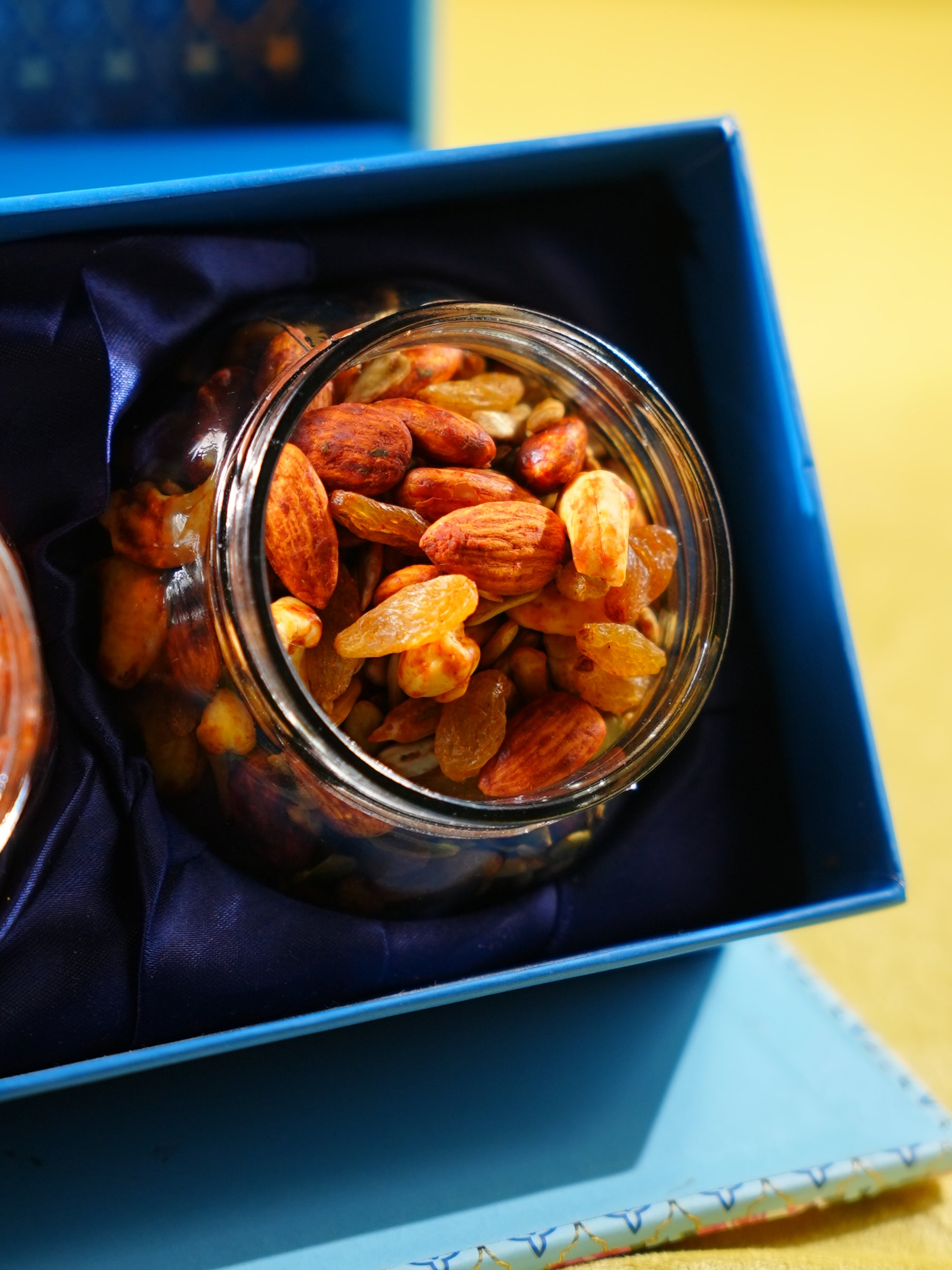 3D Diwali Blue Velvet Luxe Hamper