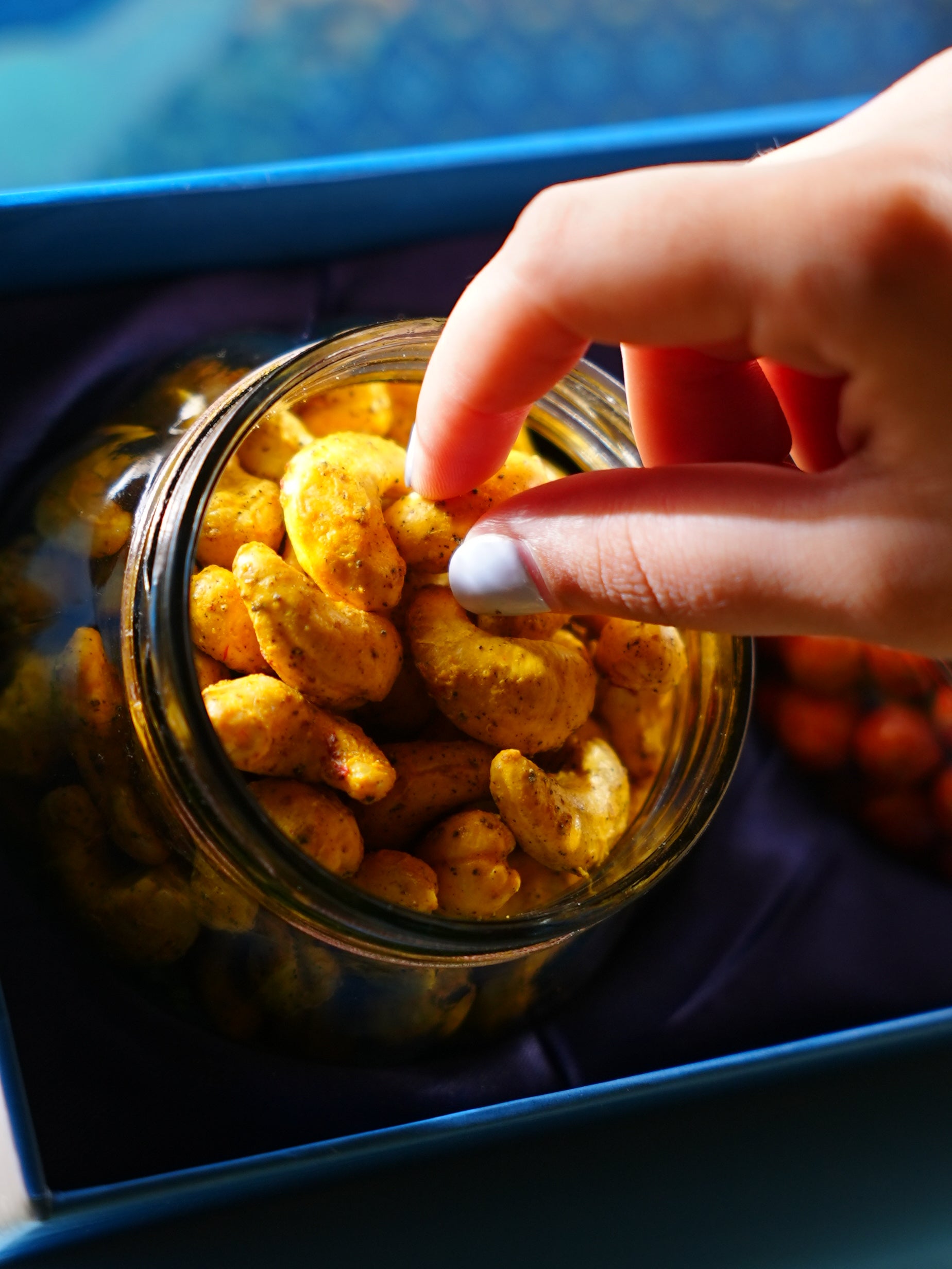 3D Diwali Blue Velvet Luxe Hamper